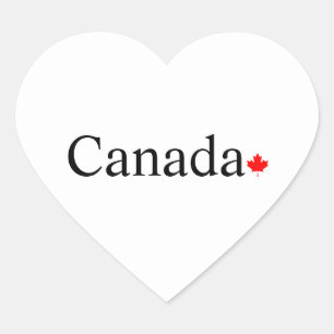Canada typografie met rode esdoorn blad hart sticker