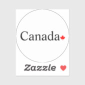 Canada typografie met rode esdoorn blad rond sticker (Vel)