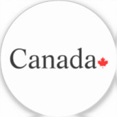 Canada typografie met rode esdoorn blad rond sticker (Voorkant)