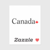 Canada typografie met rode esdoorn blad vierkant sticker (Vel)