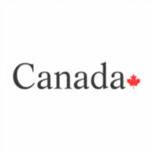 Canada typografie met rode esdoorn blad vierkant sticker (Voorkant)