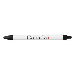 Canada typografie met rode esdoornblad aangepaste zwarte inkt pen