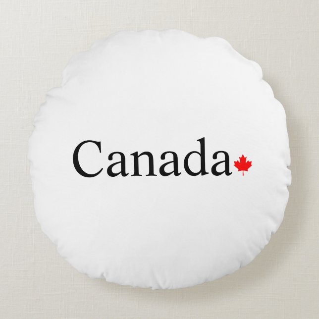 Canada typografie met rood esdoornblad wit rond kussen (Voorkant)