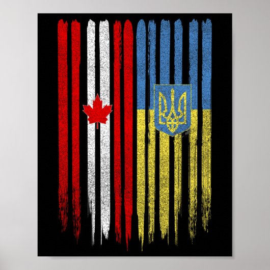 Canada Ukraine Canadian Ukrainian Flag  Poster (Voorkant)