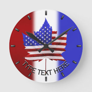 Canada USA Clock Personated US Canada Wall Clock Ronde Klok