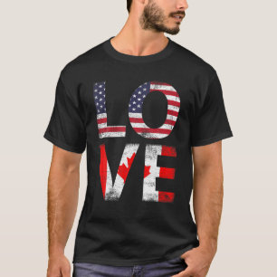 Canada USA Flag Canadian American Love T-shirt