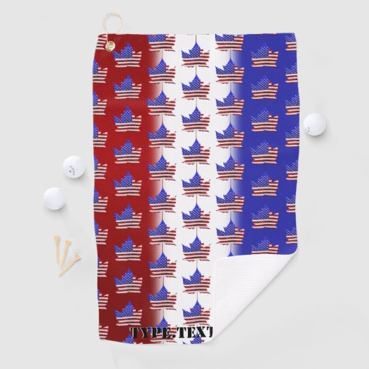 Canada USA Golf Towel Canada US Flag GOlf Gifts Golfhanddoek (Insitu)