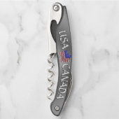 Canada / USA Kurkentrekker Custom Silver Bottle Op (Voorkant)