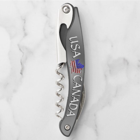 Canada / USA Kurkentrekker Custom Silver Bottle Op (Voorkant)