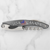 Canada / USA Kurkentrekker Custom Silver Bottle Op (Voorkant)