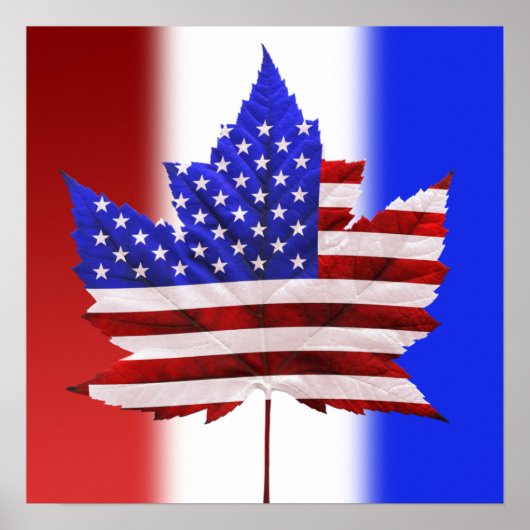 Canada USA Stickers Amerikaanse Canadese Vlag Stic Poster (Voorkant)