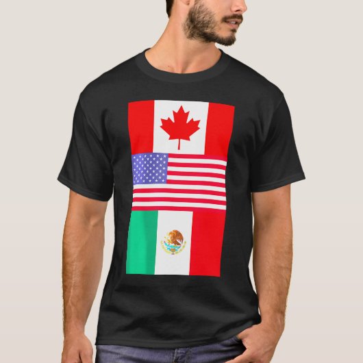 Canada Verenigde Staten Mexico Noord-Amerika Vlagg T-shirt (Voorkant)