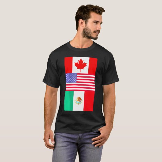Canada Verenigde Staten Mexico Noord-Amerika Vlagg T-shirt (Voorkant volledig)