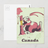 Canada vintage bever reisposter briefkaart (Voorkant / Achterkant)
