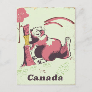 Canada vintage bever reisposter briefkaart