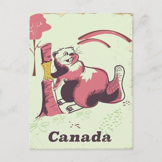Canada vintage bever reisposter briefkaart (Voorkant)