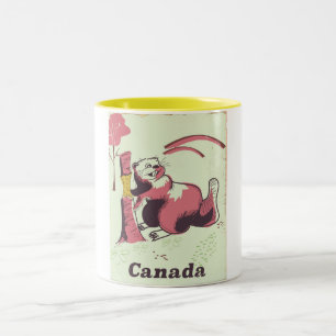 Canada vintage bever reisposter tweekleurige koffiemok