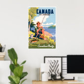 Canada Visserij Kunst Reisposter Angler's Retro Poster (Thuiskantoor)