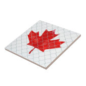 Canada vlag achter de kettingkoppelomheining. Robu Tegeltje (Zijkant)