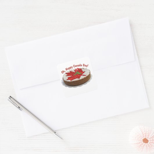 Canada Vlag Cake Esdoornblad Vierkante Sticker (Envelop)