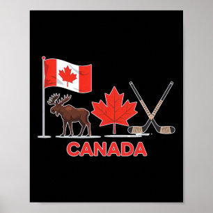 Canada Vlag Canadese Esdoornblad Hert IJshockey Poster