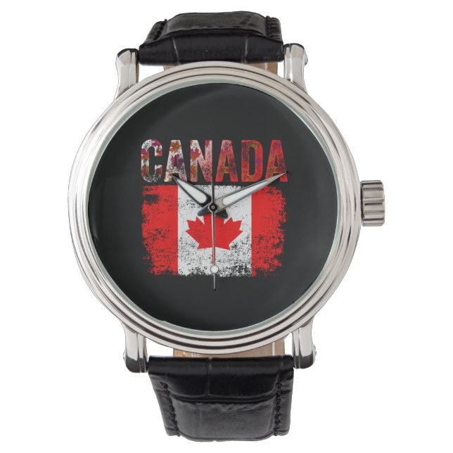  Canada Vlag Canadese Vlag Maple Leaf Horloge (Voorkant)