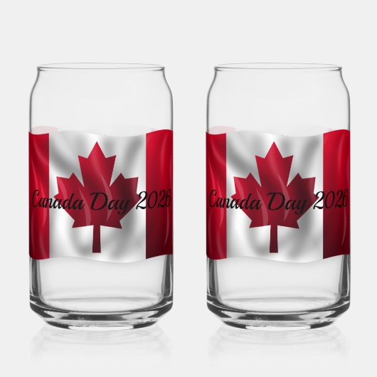 Canada Vlag Drinkware Set Blikvorm Glas (Voorkant)