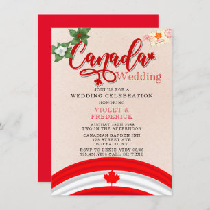 Canada Vlag en Florals Wedding Kaart