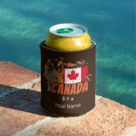 Canada  Vlag en Grizzly Beer Vakantie Blikjeskoeler