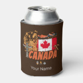 Canada Vlag en Grizzly Beer Vakantie Blikjeskoeler (Blikje Voorkant)
