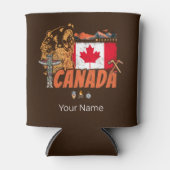 Canada Vlag en Grizzly Beer Vakantie Blikjeskoeler (Voorkant)