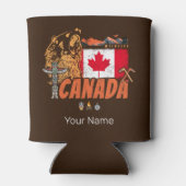 Canada Vlag en Grizzly Beer Vakantie Blikjeskoeler (Achterkant)