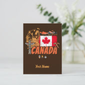 Canada  Vlag en Grizzly Beer Vakantie Feestdagenkaart (Staand voorkant)