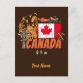 Canada  Vlag en Grizzly Beer Vakantie Feestdagenkaart (Voorkant)