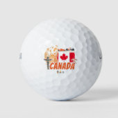 Canada  Vlag en Grizzly Beer Vakantie Golfballen (Voorkant)