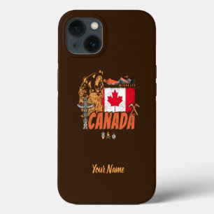 Canada Vlag en Grizzly Beer Vakantie iPhone 13 Hoesje