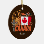 Canada  Vlag en Grizzly Beer Vakantie Keramisch Ornament (Rechts)