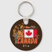 Canada  Vlag en Grizzly Beer Vakantie Sleutelhanger (Voorkant)
