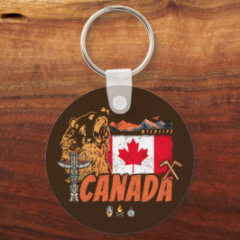 Canada  Vlag en Grizzly Beer Vakantie Sleutelhanger