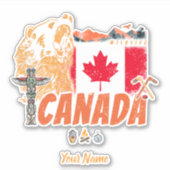 Canada  Vlag en Grizzly Beer Vakantie Sticker (Voorkant)
