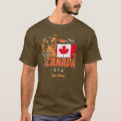 Canada  Vlag en Grizzly Beer Vakantie T-shirt (Voorkant)