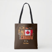 Canada Vlag en Grizzly Beer Vakantie Tote Bag (Voorkant)