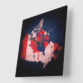 Canada vlag en kaart vierkante klok (Hoek)