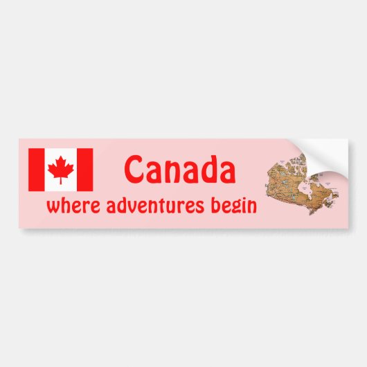 Canada Vlag en Landkaart Bumpersticker (Voorkant)
