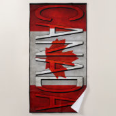 Canada Vlag en LOGO Zwarte Randen Strandlaken (Voorkant)