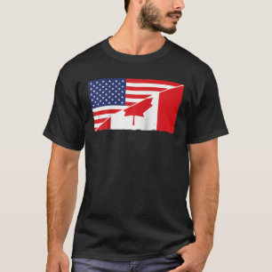 Canada Vlag En USA Vlag Wortels Canadese Afkomst T-shirt