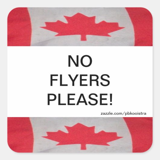 Canada Vlag Geen Flyers Gelieve te Stickers (Voorkant)