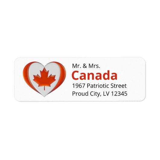 Canada Vlag Hart Maple Leaf Vrijheid Patriottisch Etiket (Voorkant)