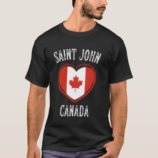 Canada Vlag Hart Saint John Stad T-shirt (Voorkant)
