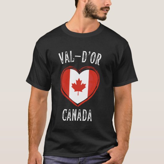 Canada Vlag Hart Val du2019Or Stad T-shirt (Voorkant)